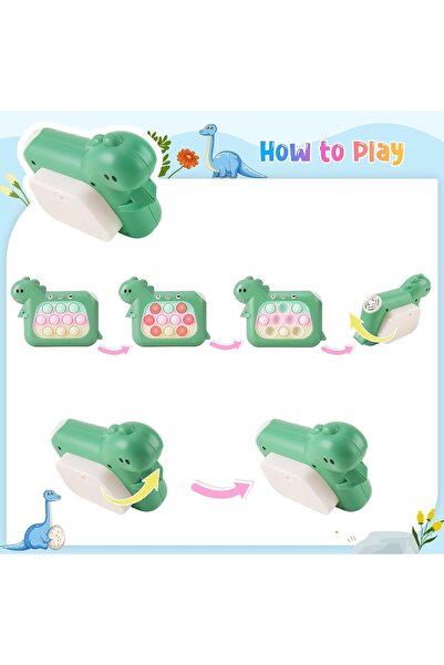 dalip Interactive Pop It Whack-A-Mole Toy Console, 4 Modes, ABS & Silicone, Ages 3+, Dinosaur, Gree