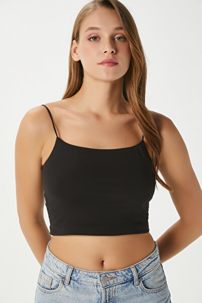 Ritnice Women's Liana Black and White Double Strap Cotton Tank Top