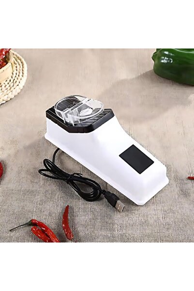 zola Electric knife sharpener, 3 slots, USB charging, plastic/metal, 23.5x9x6.5 cm, white