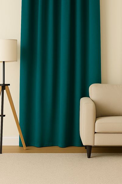 Luvora Home Luna Series Velvet Textured Pleatless Background Curtain - Petrol