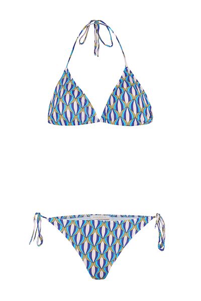 AQUELLA Patterned triangle bikini with gathered back