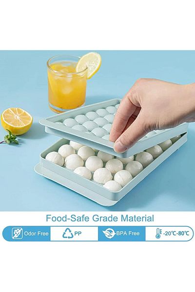 Theuwnee Ice Cube Tray Set Of 2, Silicone, Blue, 25 X 14 X 3 Cm