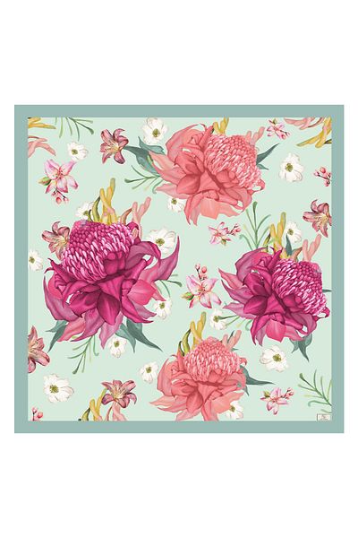 Qef Floral Mix Twill Silk Scarf