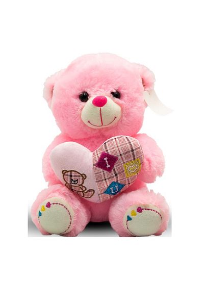 rexa Pink Plush Teddy Bear with Heart, 35x50 cm