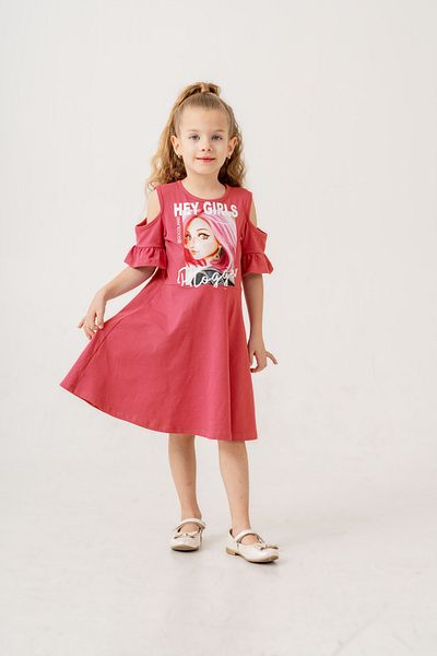 Gocoland Girl's Short Sleeve Lycra Combed Cotton Printed Dress