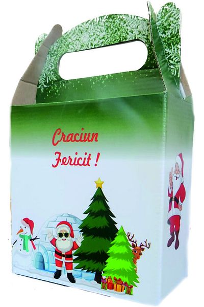 Cris Prod Small Green Christmas Cardboard Gift Box 180x80x180 mm