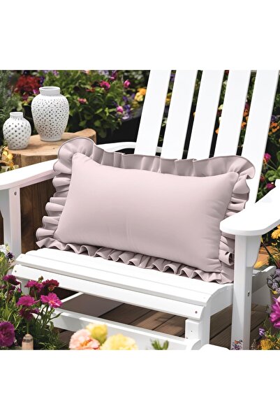 Bc Home Bej Country Fırfırlı Dikdörtgen Kırlent Kılıfı Yumuşak Dokulu Vintage...