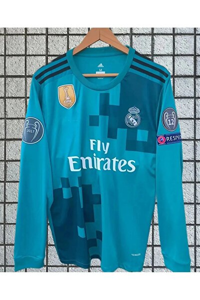 yenteks Дълъг ръкав Роналдо тюркоазен 2018 Реал Мадрид Шампионска лига фланел...
