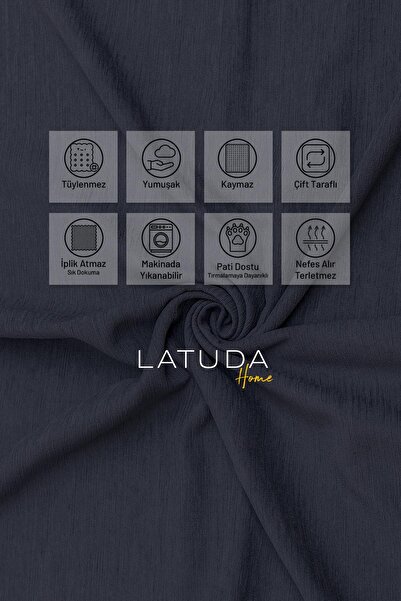 Latuda Home Kaymaz Koltuk Örtüsü Çift Taraflı Mikrofiber Şönil 175x350 cm XL- Antrasit – Kedi Köpek ve Çocuk Dos