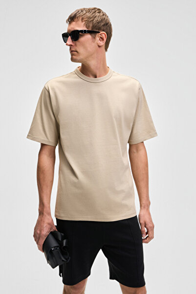 GRIMELANGE Ανδρικό μπλουζάκι CATWALK 100% βαμβακερό κανονικό μπεζ
