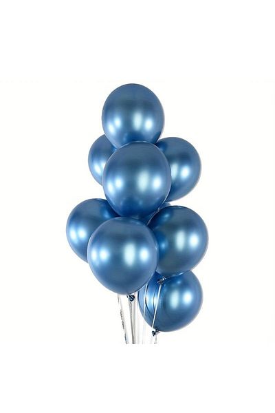 Ropet Set of 50 Latex Chrome Balloons 30cm, Blue, Pearlescent, Ropet