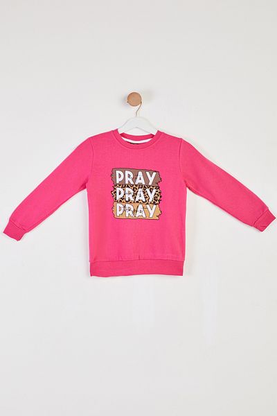 TOFİSA Girl's Pink Printed Sweatshirt - 26442
