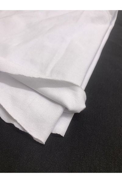 Yiğit Kumaş White Ribana Fabric, Piece 65X190 cm