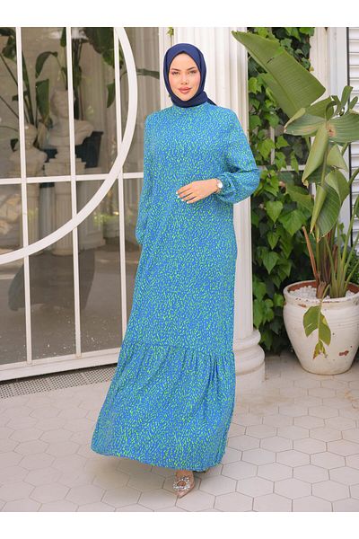SAHRA BUTİK Hijab Dress - Blue - Sahra Butik