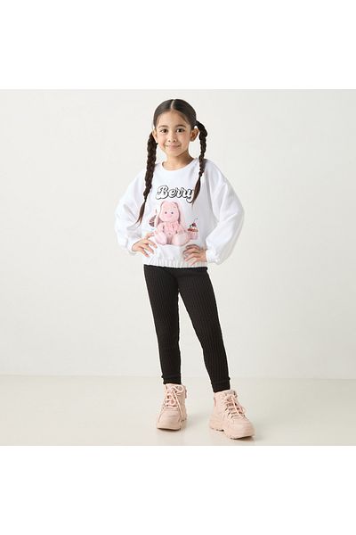 Juniors Textured Leggings With Elasticated Waistband