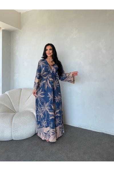 LİLA İSTANBUL Крузова комір, рукави з візерунком у вигляді квітів, віскозна тканина, літнє плаття