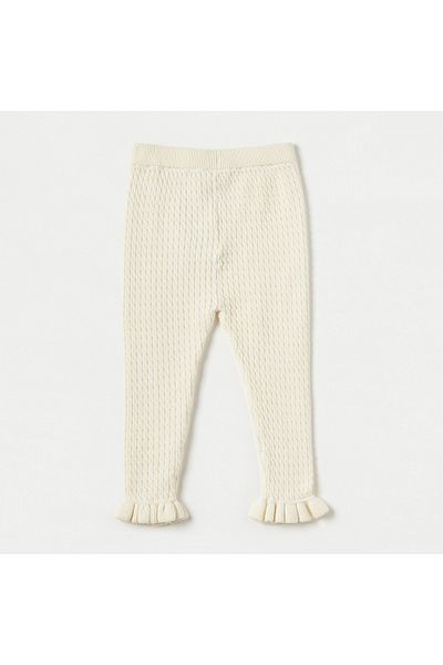 Juniors Textured Leggings With Ruffled Hem And Elasticated Waistband
