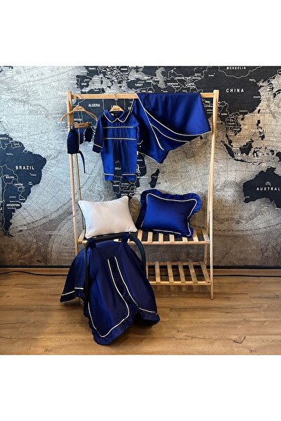 BEYCEY TASARIM Beycey Isimli 5 Li Pamuk Saten Biyeli Tulum Seti Fırfırlı Yast...