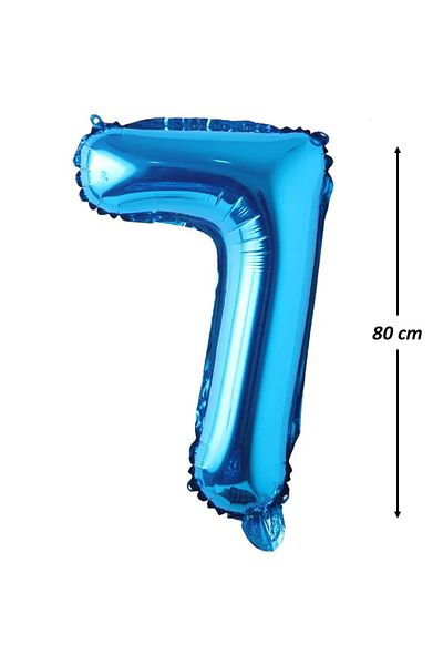 Ropet Balon din folie metalizata, Cifra 7, aniversare, 80 cm, Albastru
