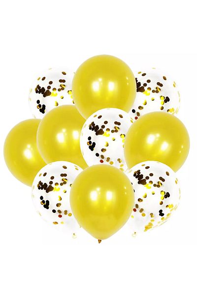 Ropet Set of 10 balloons with confetti, Gold color, 30 cm, Ropet
