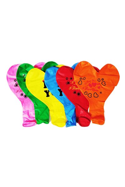 Ropet Set of 10 giant latex balloons, 50cm, Multicolor, Heart shape, Ropet