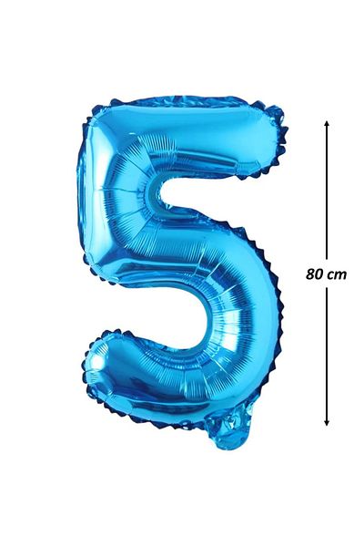 Ropet Metallic foil balloon, Number 5, anniversary, 80 cm, Blue