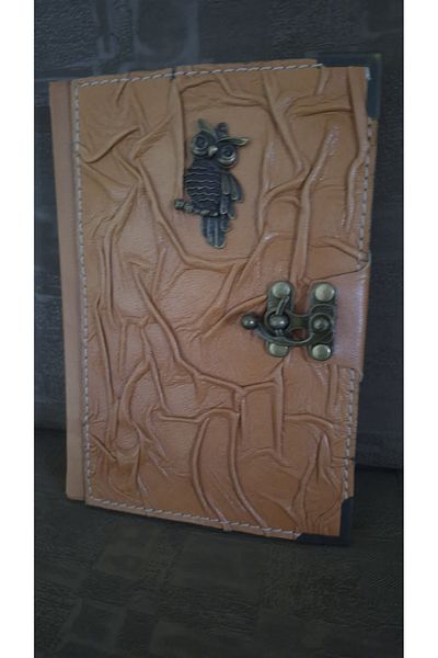 Land of Souvenir Leather Covered Bamboo Leaf Notebook with Lock Accessories