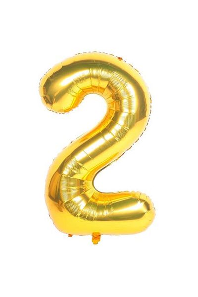 Ropet Ropet foil birthday balloon, Gold, number 2, 100 cm