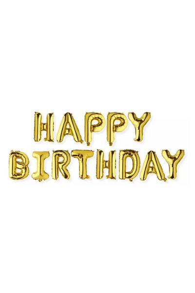 Ropet Happy Birthday foil balloons, gold, 43cm