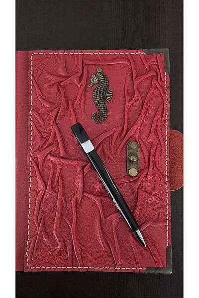 Land of Souvenir Leather Covered Bamboo Leaf Notebook with Lock Accessories