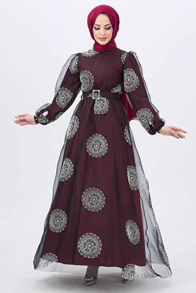 TOFİSA Βραδινό φόρεμα Βουργουνδίας - 11175