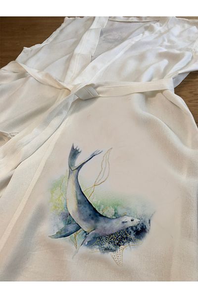 Kidilia Fish Design Bamboo Sleeveless Peshtemal Beach Kimono