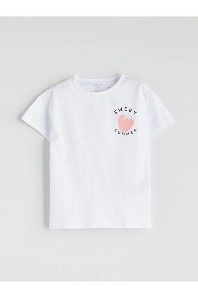 LC Waikiki Lcw Baby White Fruit Printed Baby Girl T-Shirt and Shorts 2-Pack