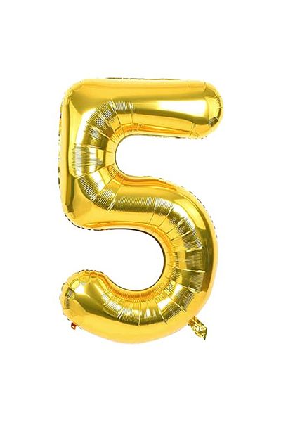 Ropet Ropet foil birthday balloon, Gold, number 5, 80 cm