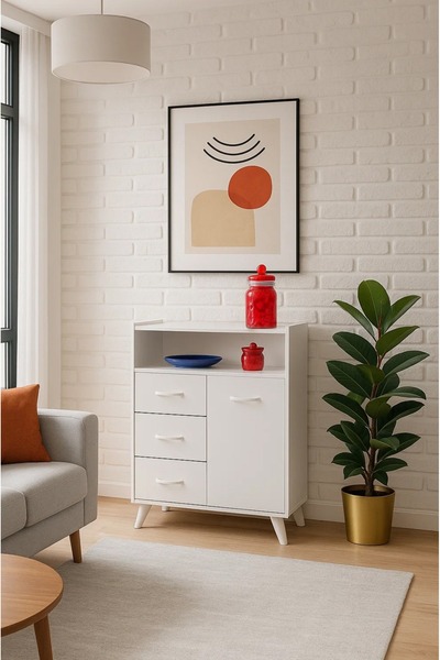 MOBETTO Fuşya Çok Amaçlı Dolap - Beyaz