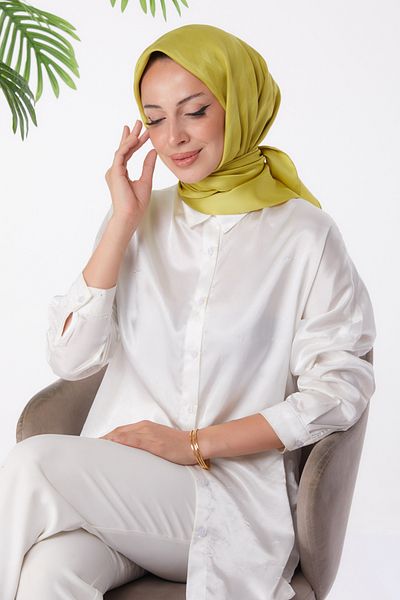 TOFİSA Green Medium Women's Scarf - Plain 26018