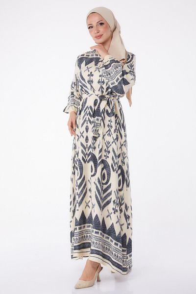 TOFİSA Rochie cu curea cu model gri - 26016