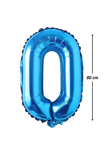 Ropet Metallic foil balloon, Number 0, birthday, 80 cm, Blue