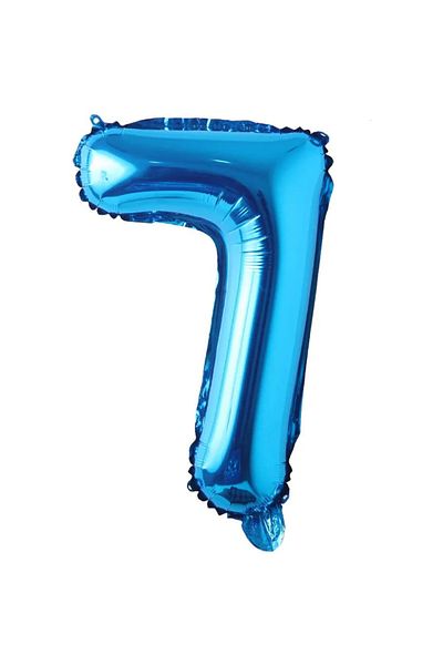 Ropet Balon din folie metalizata, Cifra 7, aniversare, 80 cm, Albastru