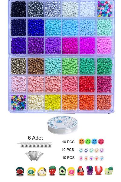 uniquehobby Σετ κοσμημάτων 36 τεμαχίων Organizer Organizer σε κουτί με άμμο σετ χάντρες