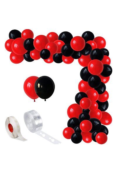Ropet Balloon arrangement set for arch, 150 pcs, red and black