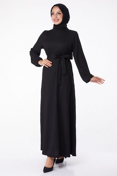 TOFİSA Belted Dress Black - 26281