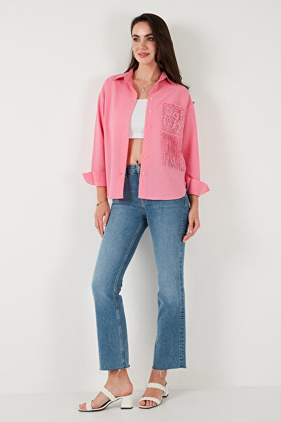 Lela Regular Fit Güpürlü Cep Detaylı Uzun Kollu Gömlek GÖMLEK 6773215
