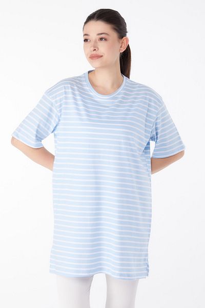 TOFİSA Striped T-Shirt Baby Blue - 25376