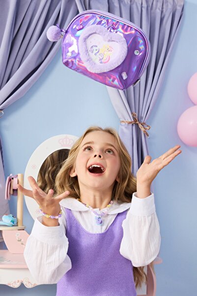Miniso My Little Pony Lisanslı Kalp Şekilli Kozmetik Çantası - Mor