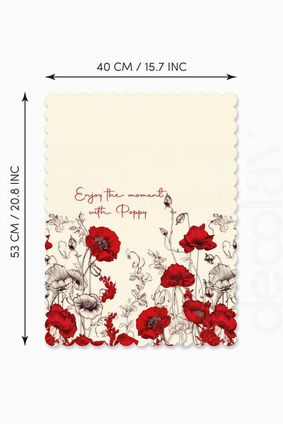 decofav Laser Cut Seamless Oven Cover with Red Poppy Flower and Slogan Design - 40X53Cm