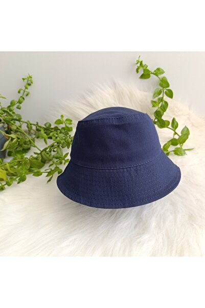 minilkabebe çocuk fötr kova şapka pamuklu lacivert 5-8 yaş size:54cm