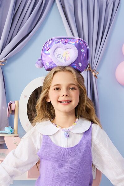 Miniso My Little Pony Lisanslı Kalp Şekilli Kozmetik Çantası - Mor