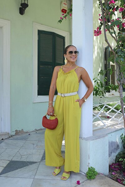 Purple by Banu HARDAL Yaka Fırfır Detay Tulum