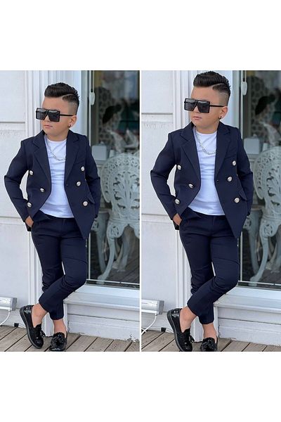 nisaykids Boy's Jacket Pants Shirt Necklace Suit